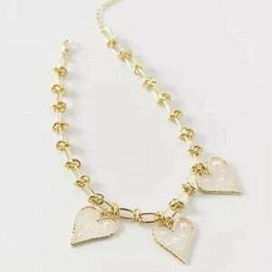 Urban Outfitters Three Heart Choker Necklace Gold Tone New Love Jewelry Y2K Boho